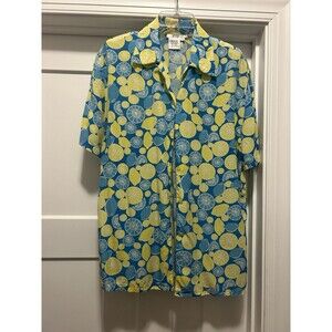 Vintage 1990’s Suits Me Women’s Silk Blouse Shirt Top Size Medium Lemons Fruit